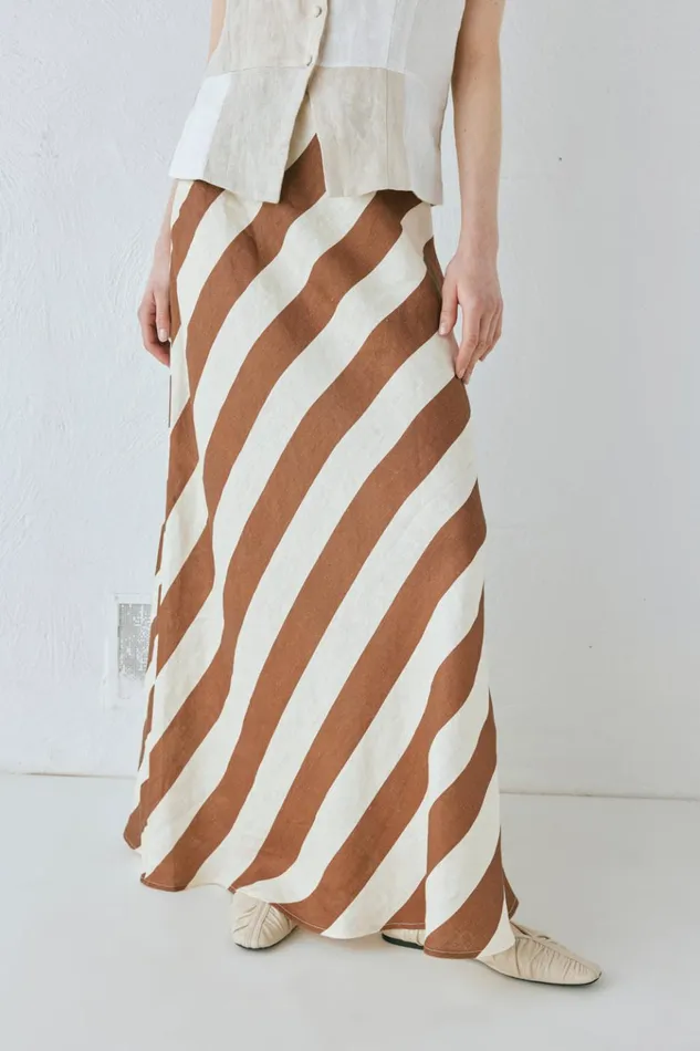 VRG GRL Skirts Sun Linen Maxi Skirt Stripe 8211 Women