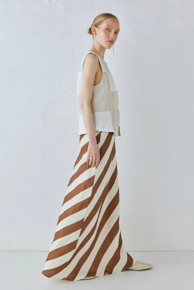 VRG GRL Skirts Sun Linen Maxi Skirt Stripe 8211 Women