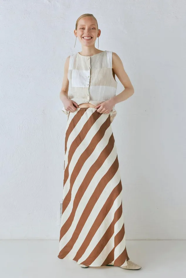 VRG GRL Skirts Sun Linen Maxi Skirt Stripe 8211 Women