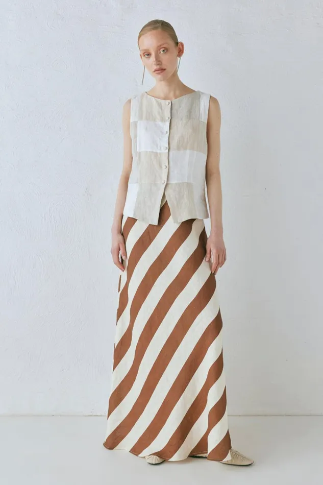 VRG GRL Skirts Sun Linen Maxi Skirt Stripe 8211 Women