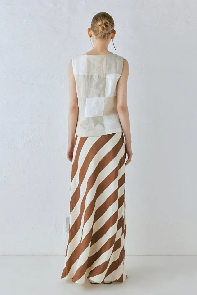 VRG GRL Skirts Sun Linen Maxi Skirt Stripe 8211 Women