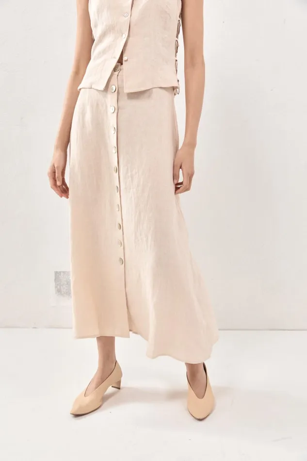 VRG GRL Skirts Thames Linen Midi Skirt Natural 8211 Women VRG GRL Skirts Thames Linen Midi Skirt Natural 8211 Women