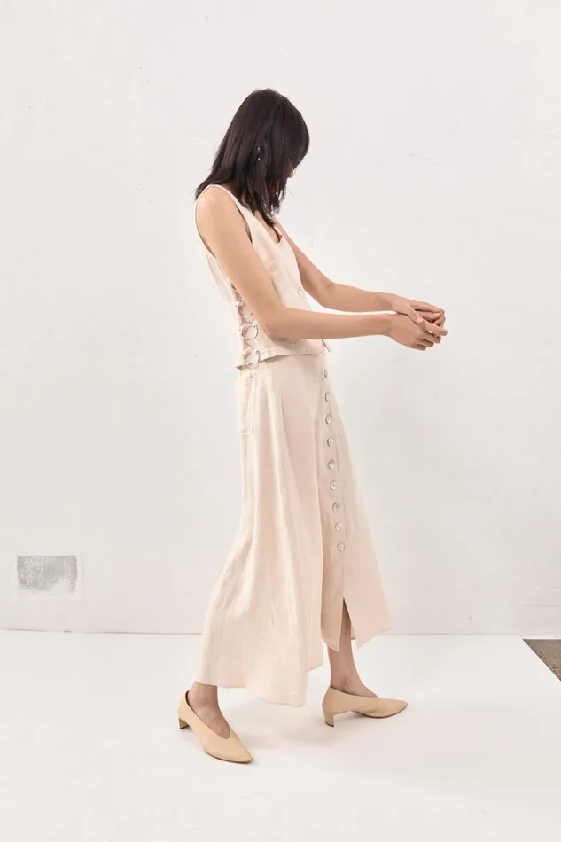 VRG GRL Skirts Thames Linen Midi Skirt Natural 8211 Women VRG GRL Skirts Thames Linen Midi Skirt Natural 8211 Women