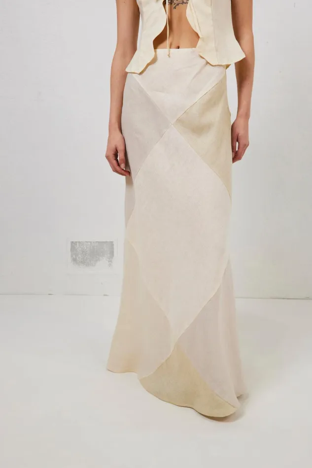 VRG GRL Skirts Valencia Bias Cut Linen Maxi Skirt Cream 8211 Women