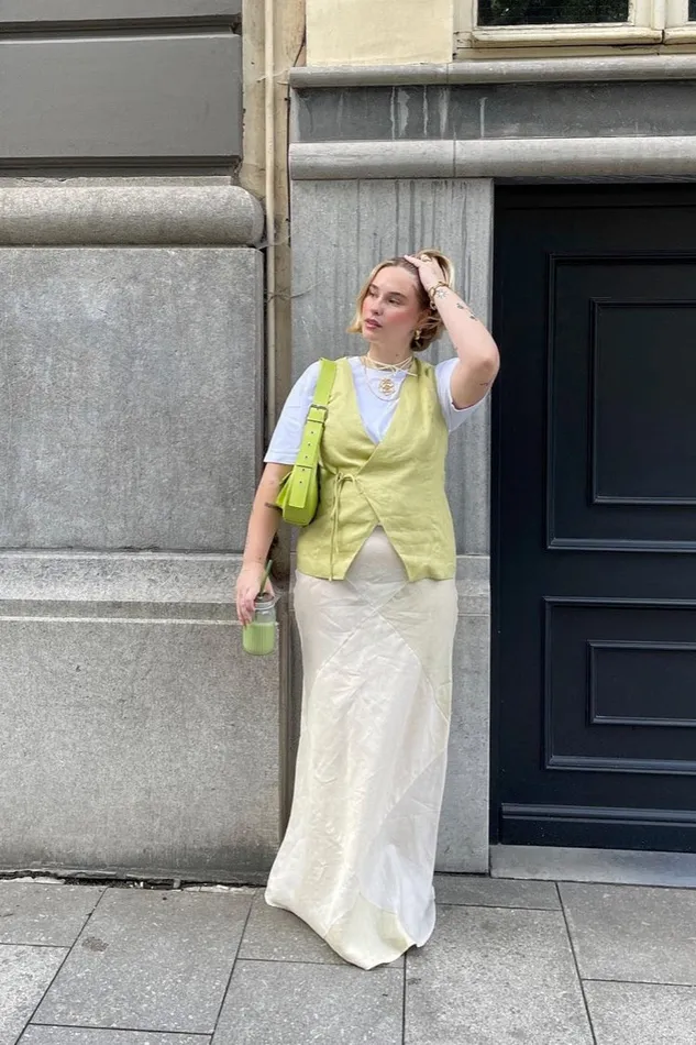 VRG GRL Skirts Valencia Bias Cut Linen Maxi Skirt Cream 8211 Women