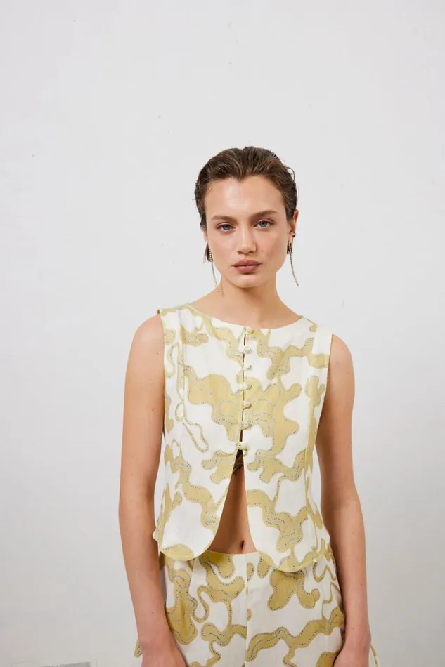VRG GRL Sleeveless Celeste Linen Top Tropic 8211 Women
