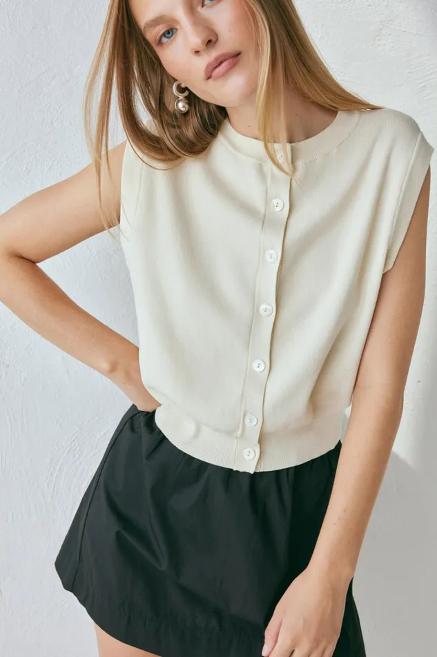 VRG GRL Sleeveless Evie Knit Vest Cream 8211 Women