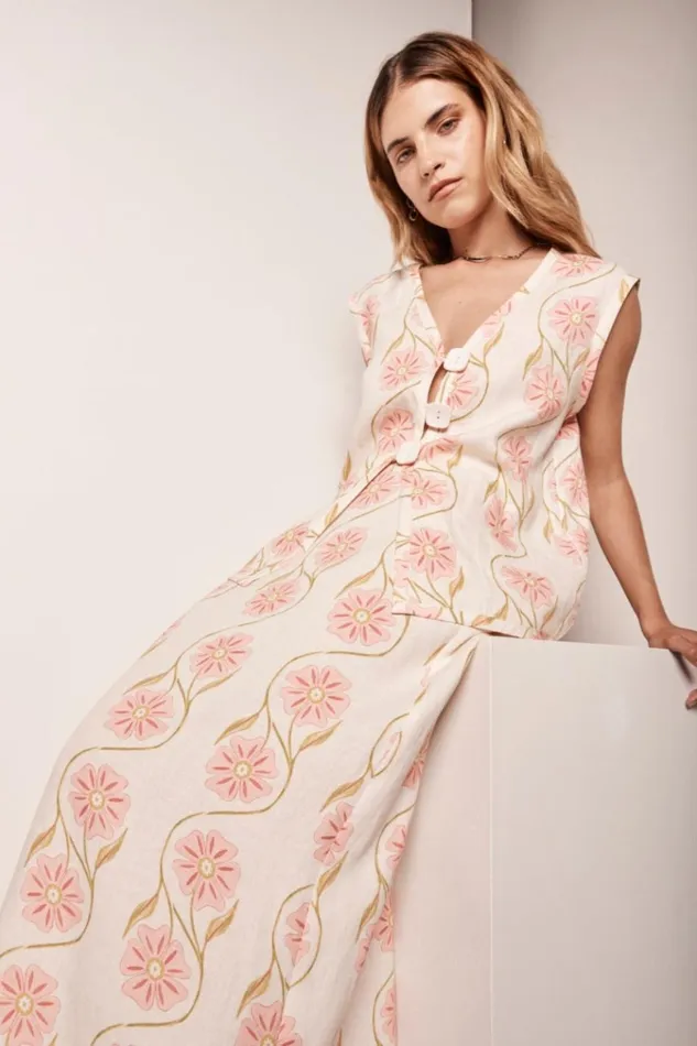 VRG GRL Sleeveless Lorena Linen Vest Bloom 8211 Women VRG GRL Sleeveless Lorena Linen Vest Bloom 8211 Women