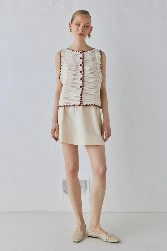 VRG GRL Sleeveless Stella Knit Vest Cream 8211 Women