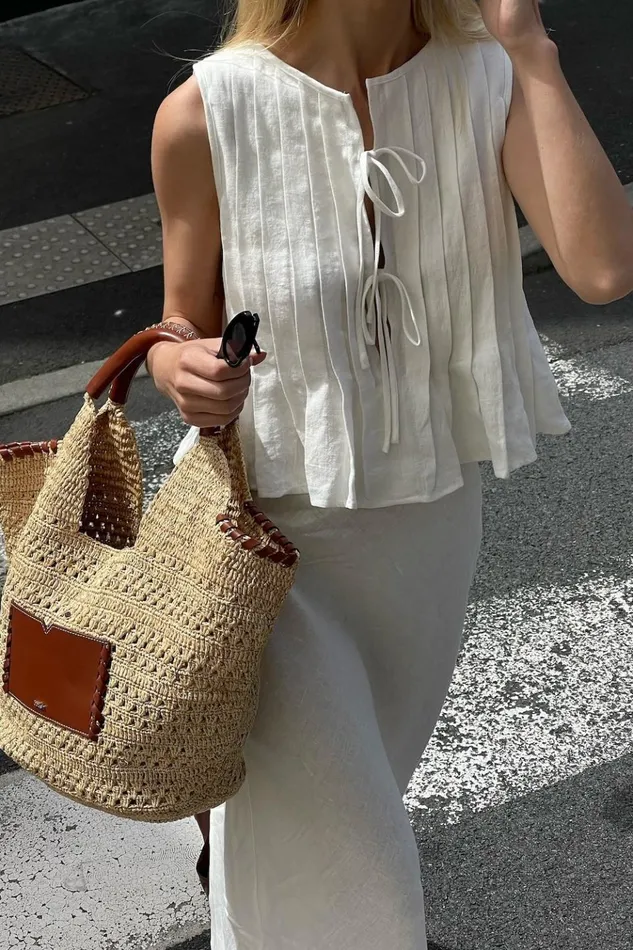 VRG GRL Sleeveless Valeria Linen Top White 8211 Women