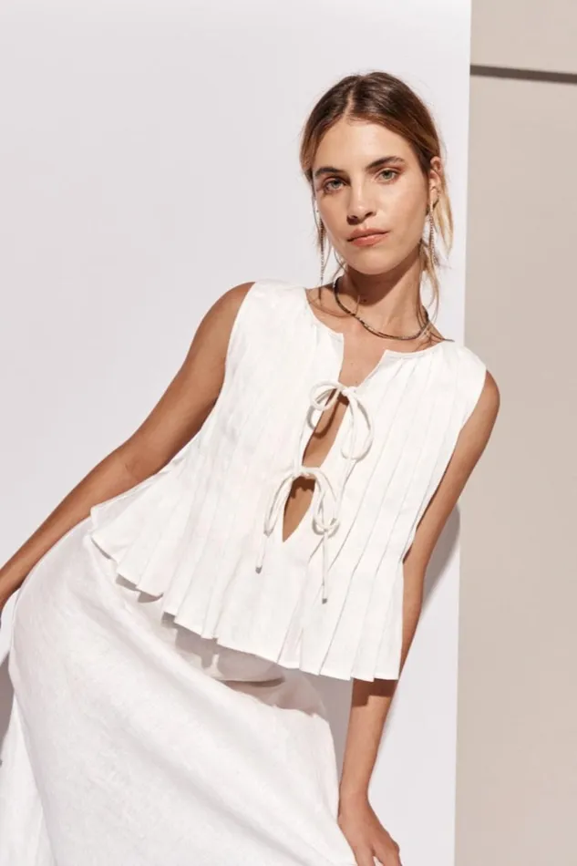 VRG GRL Sleeveless Valeria Linen Top White 8211 Women