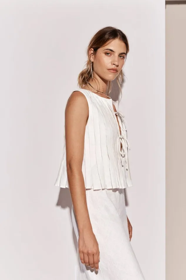 VRG GRL Sleeveless Valeria Linen Top White 8211 Women