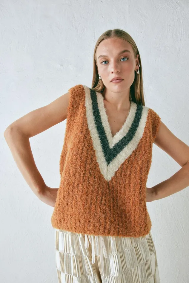 VRG GRL Vests Macy Knit Vest Burnt Orange 8211 Women