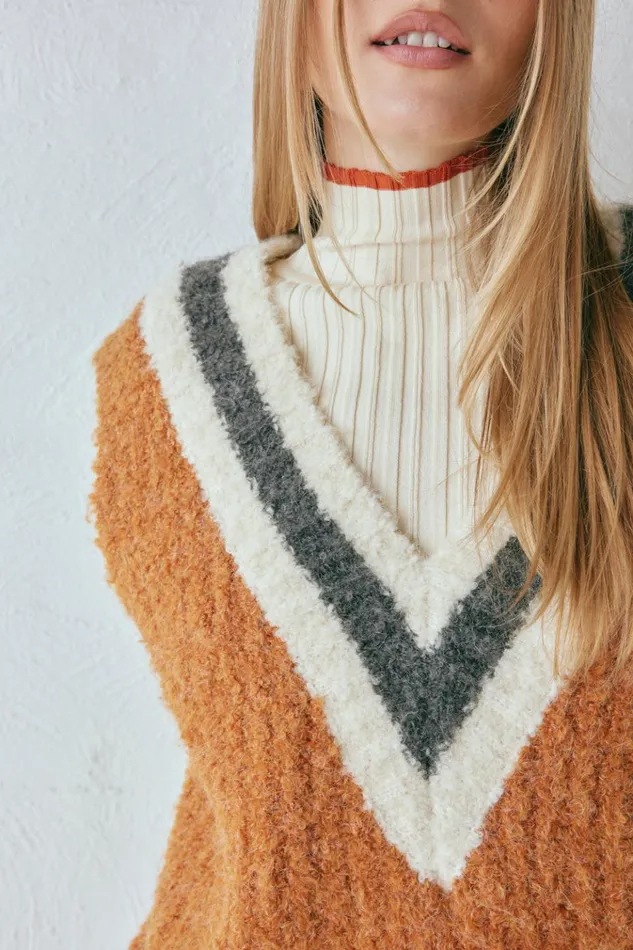VRG GRL Vests Macy Knit Vest Burnt Orange 8211 Women