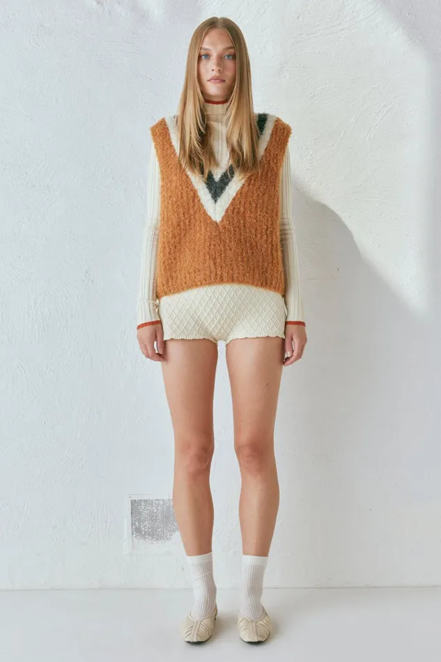 VRG GRL Vests Macy Knit Vest Burnt Orange 8211 Women