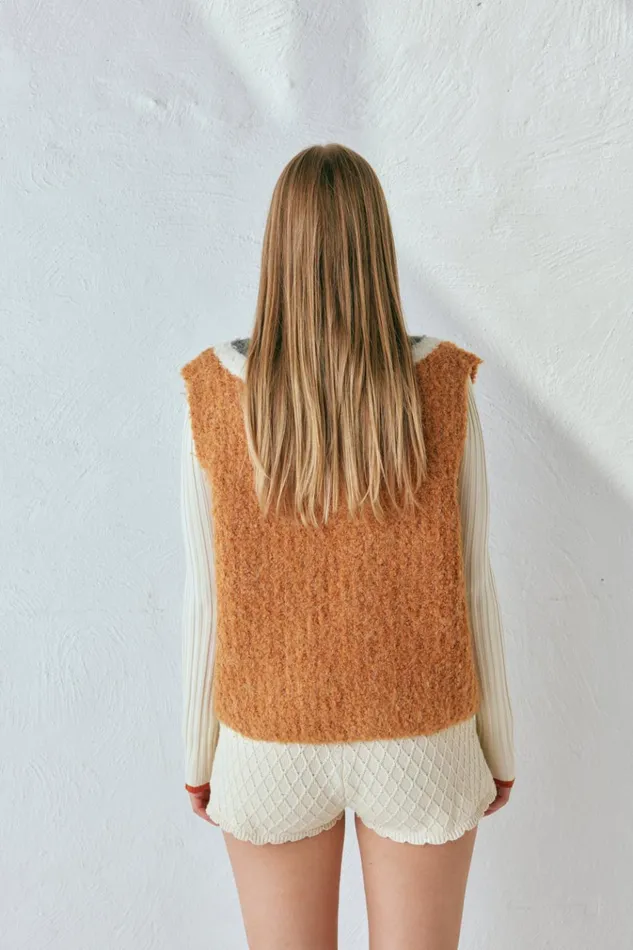 VRG GRL Vests Macy Knit Vest Burnt Orange 8211 Women