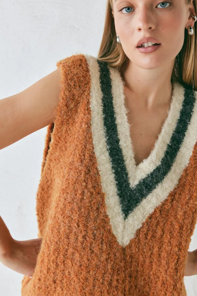 VRG GRL Vests Macy Knit Vest Burnt Orange 8211 Women