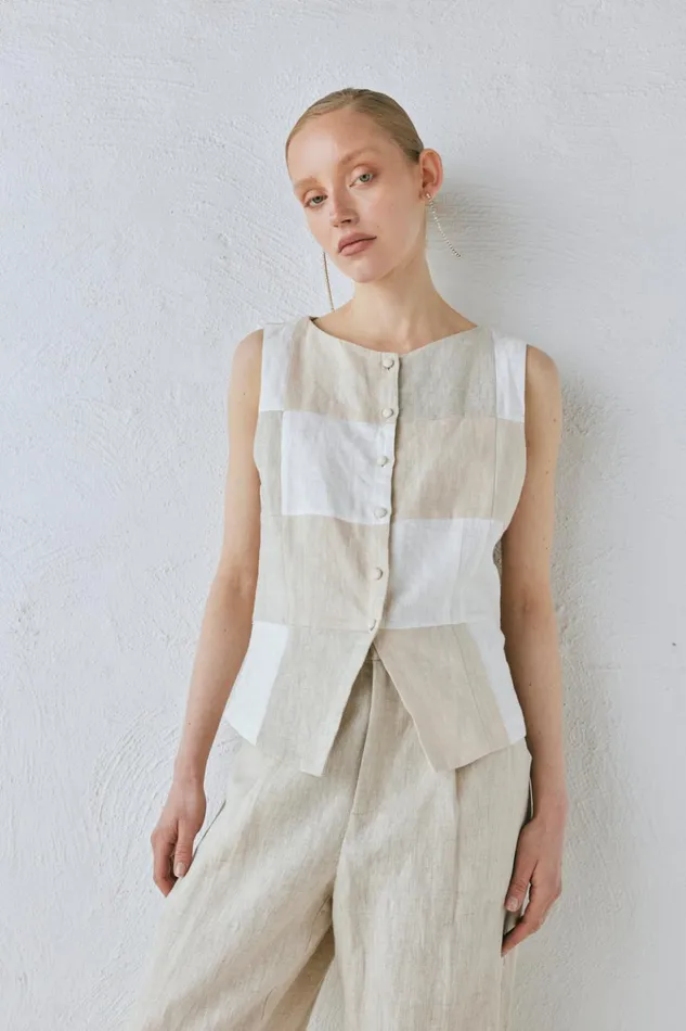 VRG GRL Vests Rare Linen Vest Natural 8211 Women
