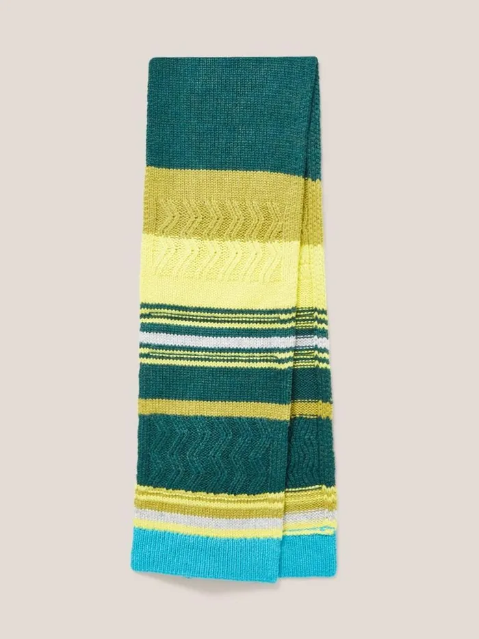 White Stuff ACCESSORIES Stripe Scarf Green Multi 8211 Kids