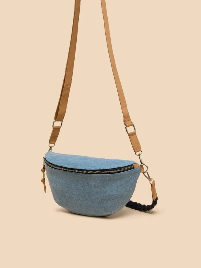 White Stuff BAGS and PURSES Sebby Canvas Sling Bag Chambray Blue 8211 Women