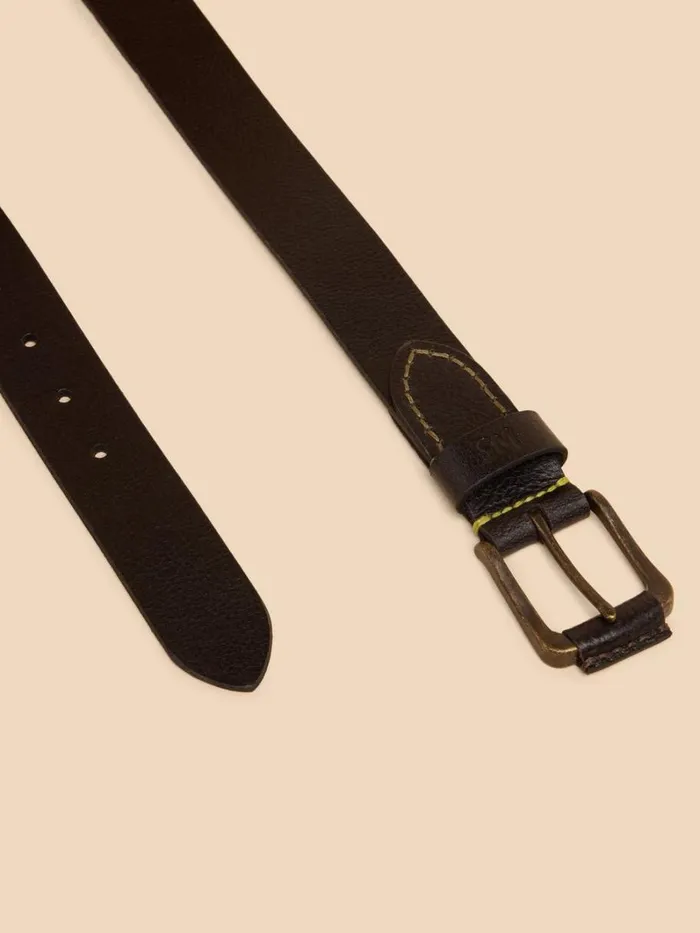 White Stuff BELTS Leather Buckle Belt Pure Black 8211 Men