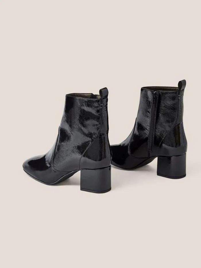 White Stuff BOOTS Cilla Patent Mid Heel Boot Pure Black 8211 Women White Stuff BOOTS Cilla Patent Mid Heel Boot Pure Black 8211 Women