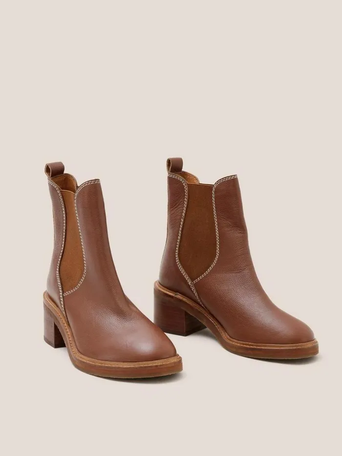 White Stuff BOOTS Connie Leather Chelsea Boot Mid Tan 8211 Women