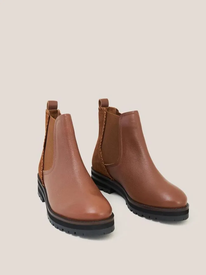 White Stuff BOOTS Esme Leather Chelsea Boot Mid Tan 8211 Women