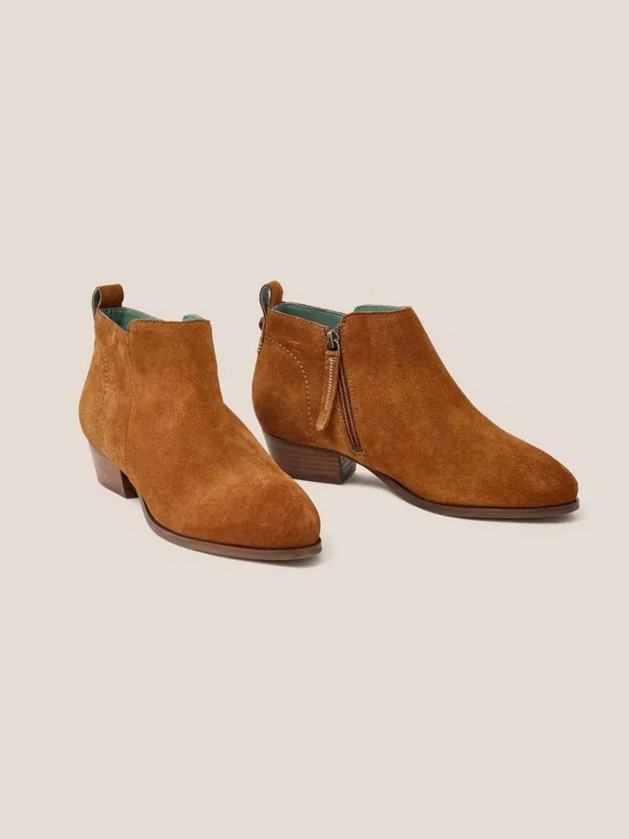 White Stuff BOOTS Suede Wide Fit Ankle Boot Dark Tan 8211 Women