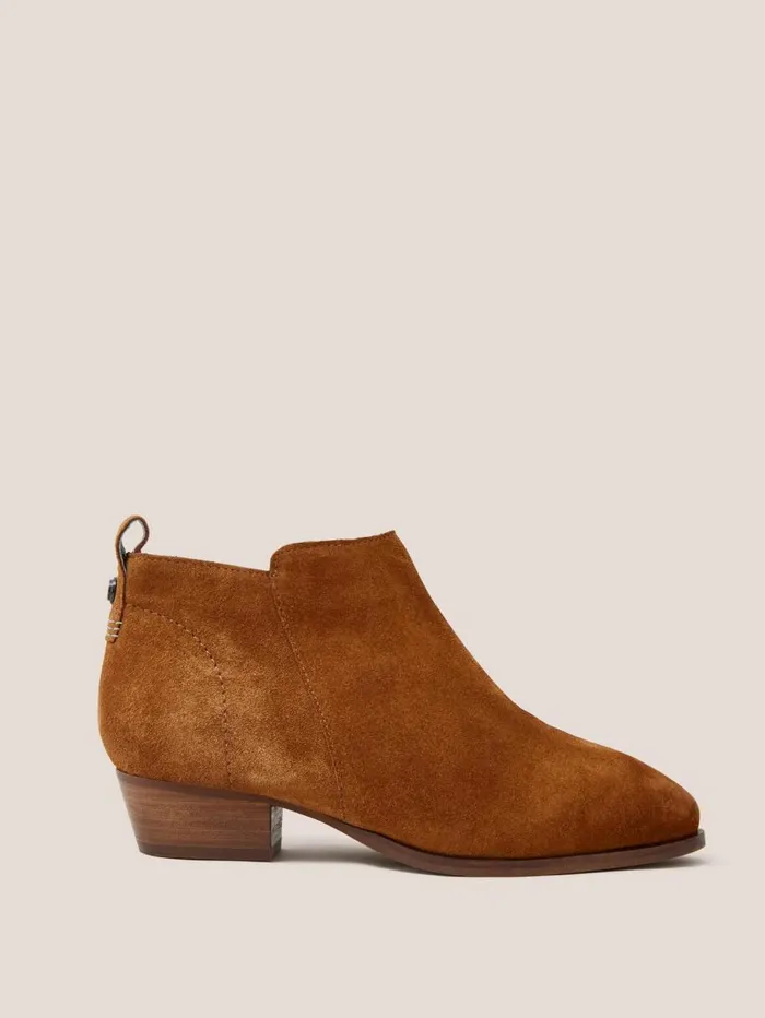 White Stuff BOOTS Suede Wide Fit Ankle Boot Dark Tan 8211 Women