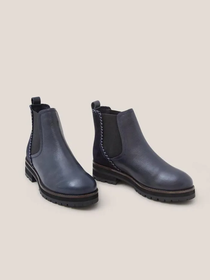 White Stuff BOOTS Wide Fit Leather Chelsea Boot Dark Navy 8211 Women