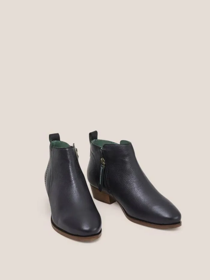 White Stuff BOOTS Willow Ankle Leather Boot Pure Black 8211 Women