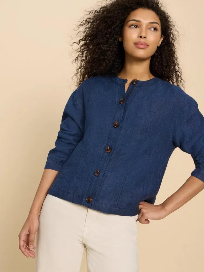 White Stuff COATS and JACKETS Adele Linen Jacket Dark Navy 8211 Women White Stuff COATS and JACKETS Adele Linen Jacket Dark Navy 8211 Women