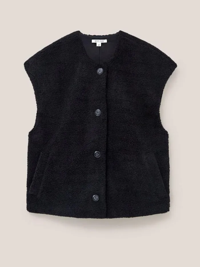 White Stuff COATS and JACKETS Borg Gilet Pure Black 8211 Women White Stuff COATS and JACKETS Borg Gilet Pure Black 8211 Women