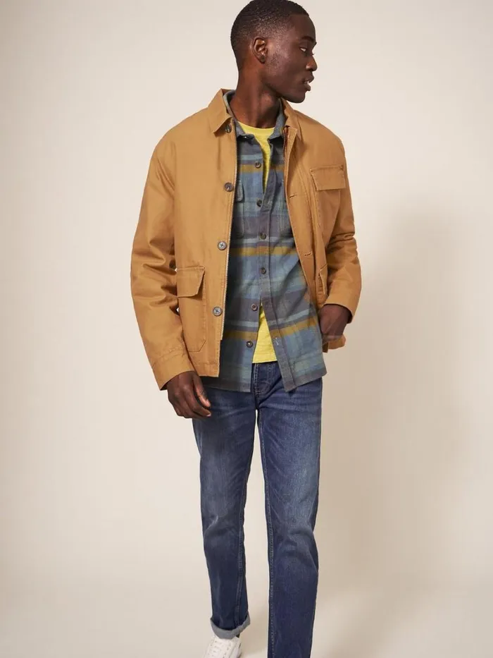 White Stuff COATS and JACKETS Canvas Trucker Dark Tan 8211 Men