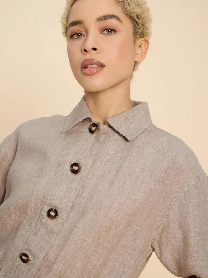 White Stuff COATS and JACKETS Carrie Linen Collar Jacket Light Natural 8211 Women White Stuff COATS and JACKETS Carrie Linen Collar Jacket Light Natural 8211 Women