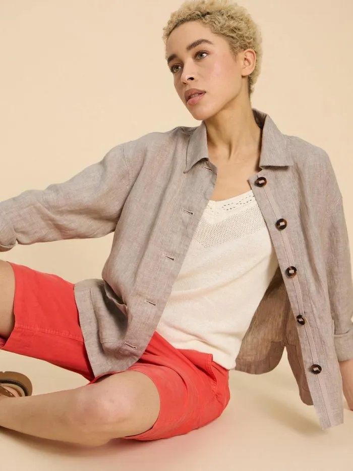 White Stuff COATS and JACKETS Carrie Linen Collar Jacket Light Natural 8211 Women White Stuff COATS and JACKETS Carrie Linen Collar Jacket Light Natural 8211 Women