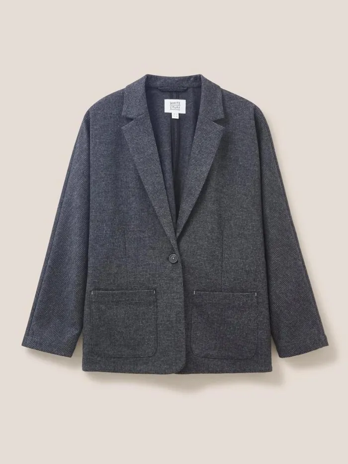 White Stuff COATS and JACKETS Daphne Smart Long Sleeve Jersey Blazer Grey Multi 8211 Women