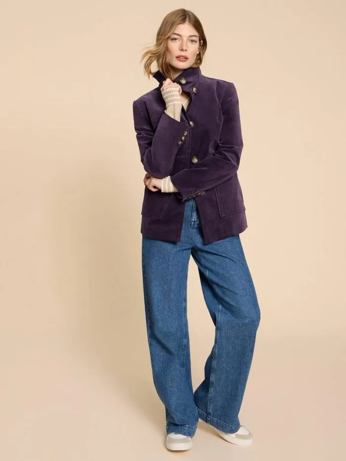 White Stuff COATS and JACKETS Karla Velvet Peacoat Dark Purple 8211 Women
