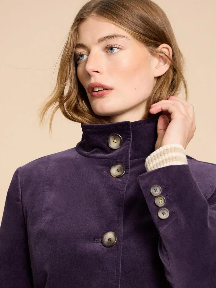 White Stuff COATS and JACKETS Karla Velvet Peacoat Dark Purple 8211 Women White Stuff COATS and JACKETS Karla Velvet Peacoat Dark Purple 8211 Women