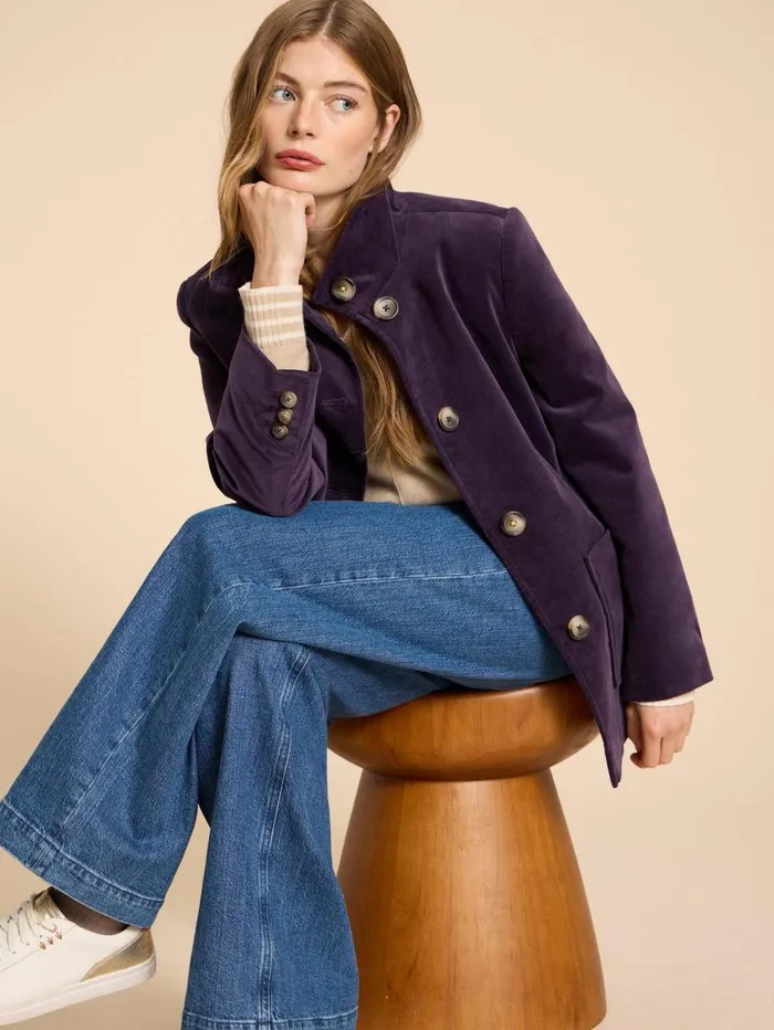 White Stuff COATS and JACKETS Karla Velvet Peacoat Dark Purple 8211 Women White Stuff COATS and JACKETS Karla Velvet Peacoat Dark Purple 8211 Women