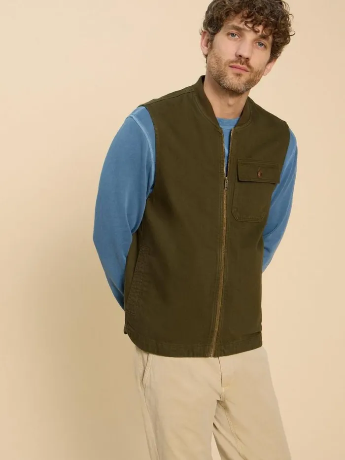 White Stuff COATS and JACKETS McCarthy Gilet Khaki Green 8211 Men