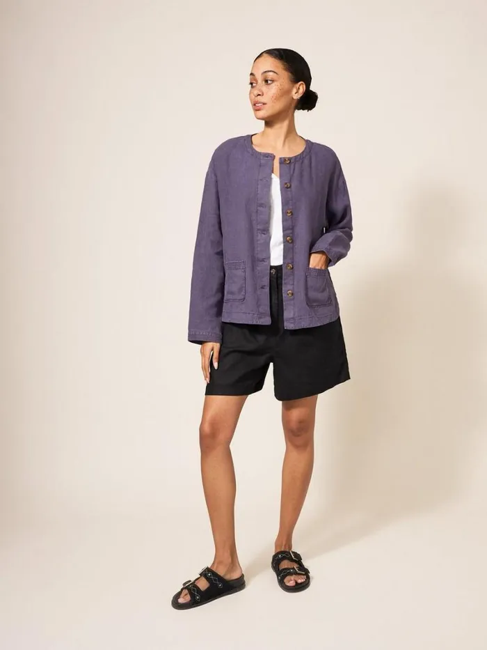 White Stuff COATS and JACKETS Tabby Linen Jacket Dusty Purple 8211 Women