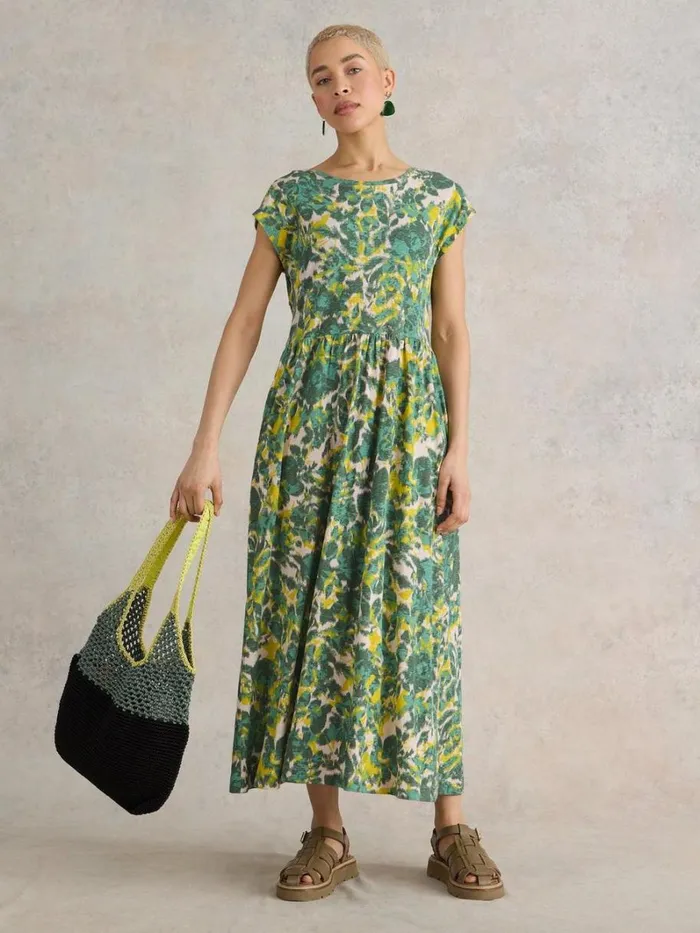White Stuff DRESSES Addison Cotton Jersey Dress Teal Print 8211 Women White Stuff DRESSES Addison Cotton Jersey Dress Teal Print 8211 Women