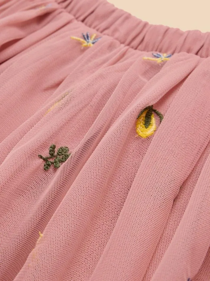 White Stuff DRESSES and SKIRTS Embroidered Tuelle Skirt Light Pink 8211 Kids