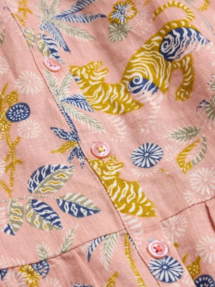 White Stuff DRESSES and SKIRTS Printed Woven Shirt Dress Pink Multi 8211 Kids