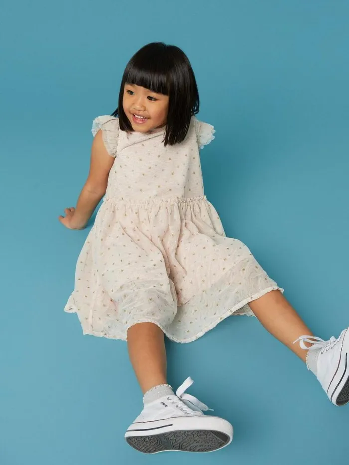 White Stuff DRESSES and SKIRTS Tuelle Star Layered Dress Mid Pink 8211 Kids