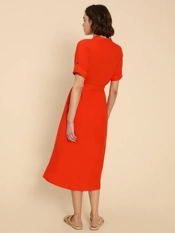 White Stuff DRESSES Beth Linen Blend Shirt Dress Bright Orange 8211 Women White Stuff DRESSES Beth Linen Blend Shirt Dress Bright Orange 8211 Women