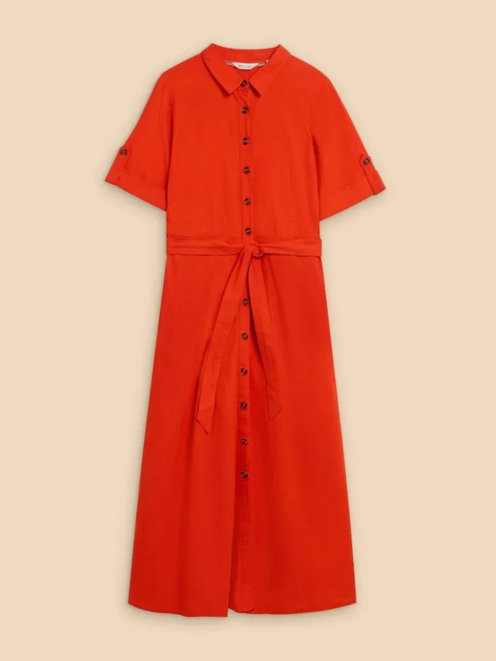 White Stuff DRESSES Beth Linen Blend Shirt Dress Bright Orange 8211 Women White Stuff DRESSES Beth Linen Blend Shirt Dress Bright Orange 8211 Women