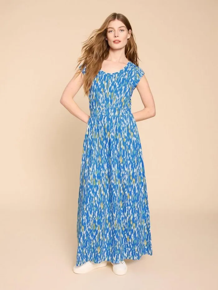 White Stuff DRESSES Darcie V Neck Maxi Printed Dress Blue Print 8211 Women